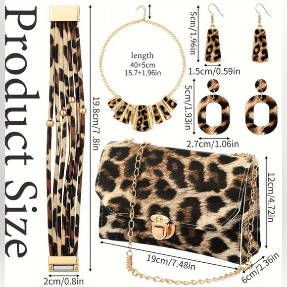 🐆🐆Chic 5pcs Leopard Print Jewelry Set for Women - - Picture 4 of 8